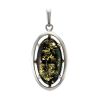 Oval Silver Pendant With Green Amber The Elegy, image 