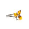Cognac Amber Ring In Sterling Silver With Crystals The Verbena, Ring Size: 11.5 / 21, image 