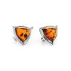 Triangle Silver Earrings With Cognac Amber The Mistral, image 