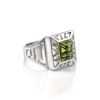 Bold Silver Signet Ring With Green Amber The Ellas, Ring Size: 7 / 17.5, image 