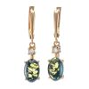 Gold-Plated Earrings With Green Amber And Crystals The Nostalgia, image 