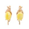 Gold-Plated Earrings With Oval Cut Amber The Sigma, image 