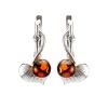 Cognac Amber Earrings In Sterling Silver The Kalina, image 