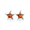 Delicate Amber Studs In Sterling Silver The Persimmon, image 