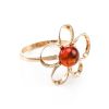 Charming Gold-Plated Ring With Cognac Amber The Daisy, Ring Size: 12 / 21.5, image 