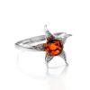 Wonderful Silver Ring With Cognac Amber The Persimmon, Ring Size: 12 / 21.5, image 