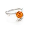 Sterling Silver Ring With Cognac Amber The Florina, Ring Size: 12 / 21.5, image 