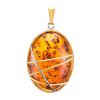 Oval Cognac Amber Pendant In Gold Plated Silver The Meridian, image 