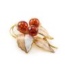 Gold-Plated Brooch With Cognac Amber And Enamel The Beoluna, image 