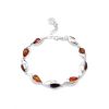Multicolor Amber Bracelet In Sterling Silver The Peony, image 