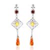 Silver Dangle Earrings With Multicolor Amber The Arabesque, image 