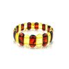 Contrast Two-Toned Amber Flat Beaded Stretch Bracelet, image 