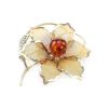 Gold-Plated Brooch With Cognac Amber And Crystals The Beoluna, image 