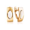Elegant Golden Earrings With White Amber The Saturn, image 