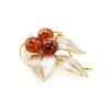 Gold-Plated Brooch With Cognac Amber And Enamel The Beoluna, image 