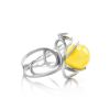 Round Cut Amber Ring In Sterling Silver The Flamenco, Ring Size: Adjustable, image 