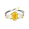 Designer Silver Bracelet With Cognac Amber And Caoutchouc The Meridian, image 