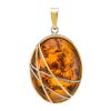 Bold Gold-Plated Pendant With Cognac Amber The Meridian, image 