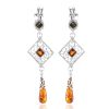 Silver Dangle Earrings With Multicolor Amber The Arabesque, image 