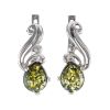 Luminous Green Amber Earrings In Sterling Silver The Swan, image 