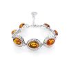 Cognac Amber Link Bracelet In Sterling Silver The Ellas, image 