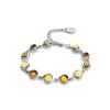 Silver Link Bracelet With Multicolor Amber The Berry, image 