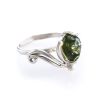 Green Amber Ring In Sterling Silver The Swan, Ring Size: 12 / 21.5, image 