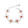 Cognac Amber Link Bracelet In Sterling Silver The Arabesque, image 