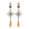 Sterling Silver Dangle Earrings With Cognac Amber The Arabesque, image 