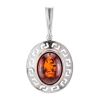 Oval Amber Pendant In Sterling Silver The Ellas, image 