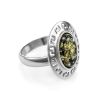 Adjustable Silver Ring With Green Amber The Ellas, Ring Size: Adjustable, image 