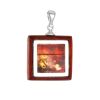 Square Wooden Pendant With Cognac Amber The Indonesia, image 