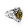 Romantic Glamour Amber Ring In Sterling Silver The Luxor, Ring Size: 6.5 / 17, image 