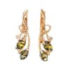 Gold-Plated Amber Earrings With Crystals The Verbena, image 