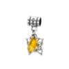 Metal Charm With Lemon Amber The Butterfly, image 
