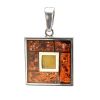 Square Amber Pendant In Sterling Silver The London, image 