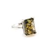 Silver Ring With Green Amber Stone The Rectangle​, Ring Size: 11.5 / 21, image 