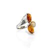Sterling Silver Ring With Cognac Amber  And Dangle Bead The Casablanca, Ring Size: 11.5 / 21, image 