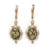 Green Amber Earrings In Gold The Carmen, image 