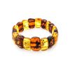 Two Toned Amber Flat Beaded Stretch Bracelet, image 