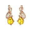 Refined Golden Earrings With Cognac Amber The Swan, image 
