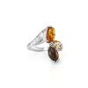 Multicolor Amber Ring In Sterling Silver The Casablanca, Ring Size: 11 / 20.5, image 