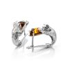 Cute And Fabulous Sterling Silver Earrings With Cognac Amber The Cats, image 