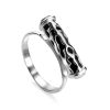 Extraordinary Silver Bar Ring With Caoutchouc The Kenya, Ring Size: 7 / 17.5, image 