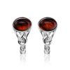 Filigree Silver earrings With Cognac Amber The Freya, image 