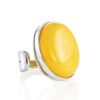 Bold Silver Ring With Honey Amber The Glow, Ring Size: Adjustable, image 