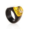 Hornbeam Wood Ring With Lemon Amber The Indonesia, Ring Size: 7 / 17.5, image 