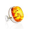 Adjustable Silver Ring With Cognac Amber The Glow, Ring Size: Adjustable, image 