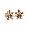 Floral Amber Earrings In Sterling Silver The Dahlia, image 