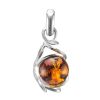 Cognac Amber Pendant In Sterling Silver The Flamenco, image 
